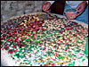 The table where all the icing and "sprinkles" get put on the cookies.........